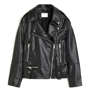 NWT H&M Coated Biker Jacket, XXL, Black
